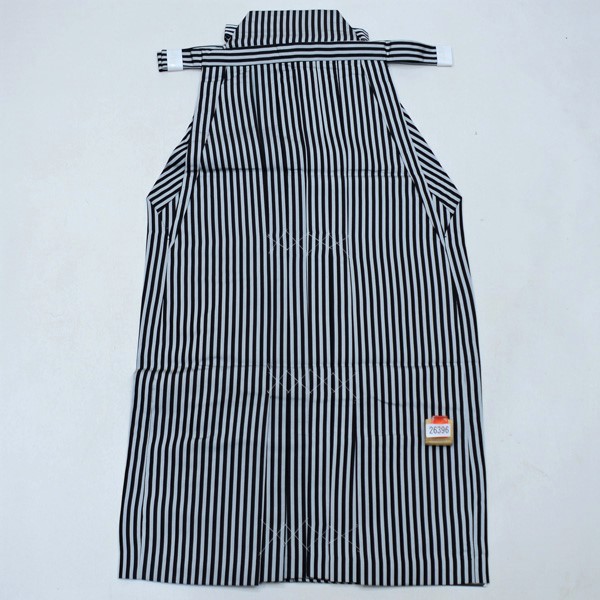 袴 馬乗り袴 縞袴 着物用 男性用 グレー×黒 M寸 紐下91cm 適合身長170-180cm ヘラあり 新品 (株) 安田屋 NO26396
