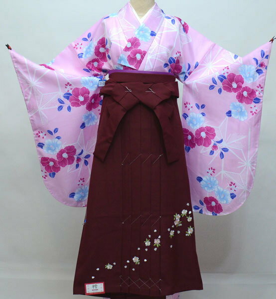 二尺袖 着物 袴フルセット 百花斉放 ピンク 袴変更可能 卒業式 新品(株)安田屋 NO31451