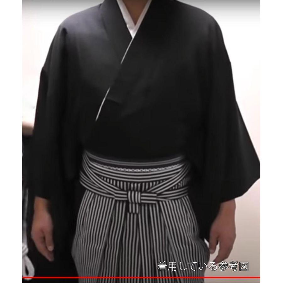 着物 袴セット 羽織無し 紋付 袷 黒地 男性用 ジュニア用へお直し 半襦袢 角帯付き 紋入れ可 新品 （株）安田屋 NO29661-2-1