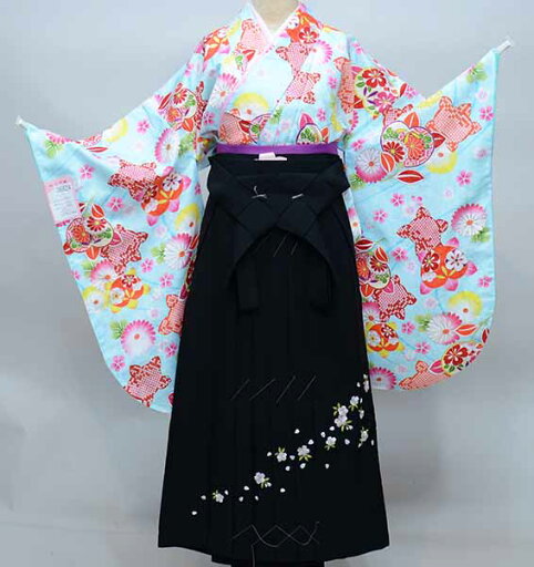 二尺袖 着物 袴 フルセット 百花斉放 水色 袴変更可能 卒業式 新品(株)安田屋 NO36824 二尺袖 着物 袴 フルセット 百花斉放 水色 袴変更可能 卒業式 新品(株)安田屋 NO36824