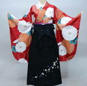 二尺袖 着物 袴フルセット ジュニア用へ直し 135cm~150cm bonheur saisons ボヌールセゾン 菊 赤色 袴変更可能 新品(株)安田屋 NO36926-2(4)