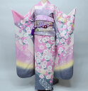 振袖 正絹 着物単品 仕立て上がり 百花繚乱 絞り入り ピンク×グレー 成人式 結納 結婚式 新品 (株) 安田屋 NO34081