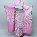 振袖 正絹 着物単品 仕立て上がり 百花繚乱 花銀縁取り ピンク 成人式 結納 結婚式 新品 (株) 安田屋 NO34056