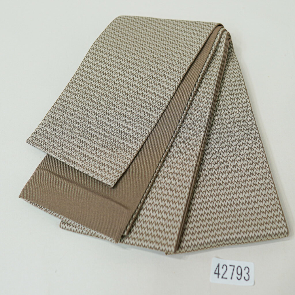 角帯 袷 浴衣帯 日本製 男性用 サンドベージュ×モカ茶 ポリエステル100％ 帯結び説明書付 メール便可 新品（株）安田屋 NO42793