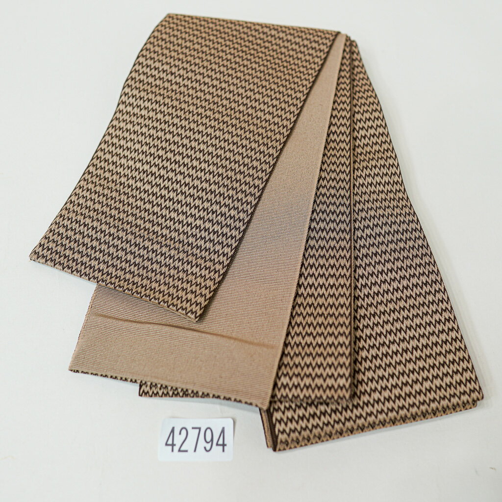 角帯 袷 浴衣帯 日本製 男性用 茶色 ポリエステル100％ 帯結び説明書付 メール便可 新品（株）安田屋 NO42794