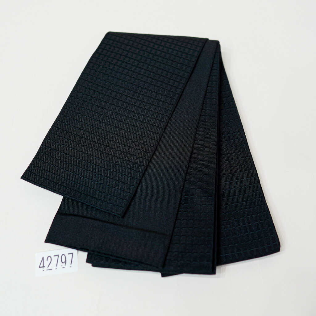 角帯 袷 浴衣帯 日本製 男性用 黒色 ポリエステル100％ 帯結び説明書付 メール便可 新品（株）安田屋 NO42797