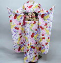 振袖 着物 単品 合繊 仕立て上がり 小紋柄 牡丹 花ハート 洋花づくし 白地 成人式 結納 結婚式 新品(株)安田屋 NO36093