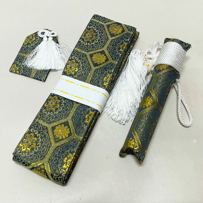 懐剣 角帯 お守り 3点セット グレー地 七五三 5才用 男の子 お参り 小物セット レターパック便可 新品（株）安田屋 NO221028-4