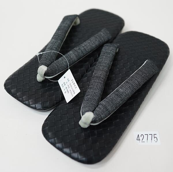 雪駄 ウレタン台 綿鼻緒 デニム鼻緒 3Lサイズ 28cm 大きいサイズ 黒地 適合足サイズ27.5cm〜28.5cm 新品（株）安田屋 NO42775