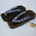焼き桐下駄 女性用 特大 幅広 27cm Lサイズ フリーサイズ 適合サイズ26.0~27.5cm 紺色 レターパック便可 新品(株)安田屋 NO40367