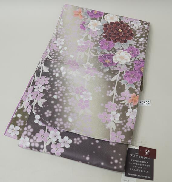 振袖 着物 単品 合繊 仕立て上がり HL アッシュエル 絵羽柄 茶系 ダスティーカラー 成人式 結納 結婚式 新品（株）安田屋 NO42489