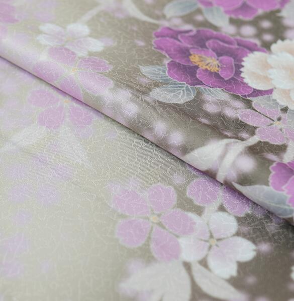 振袖 着物 単品 合繊 仕立て上がり HL アッシュエル 絵羽柄 茶系 ダスティーカラー 成人式 結納 結婚式 新品（株）安田屋 NO42489