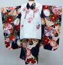 七五三 三歳 女児 被布着物フルセット 被布に刺繍入り 豪華絢爛 合繊 焦茶×アイボリー 祝着 女の子 3歳 3才 三才 新品(株)安田屋 NO39777