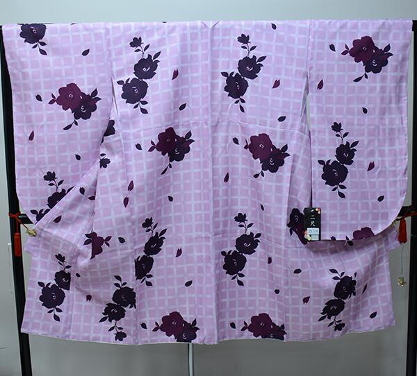 二尺袖着物 単品 仕立て上がり 紫色 着物丈は着付けし易いショート丈 合繊 卒業式 新品（株）安田屋 NO29714-4