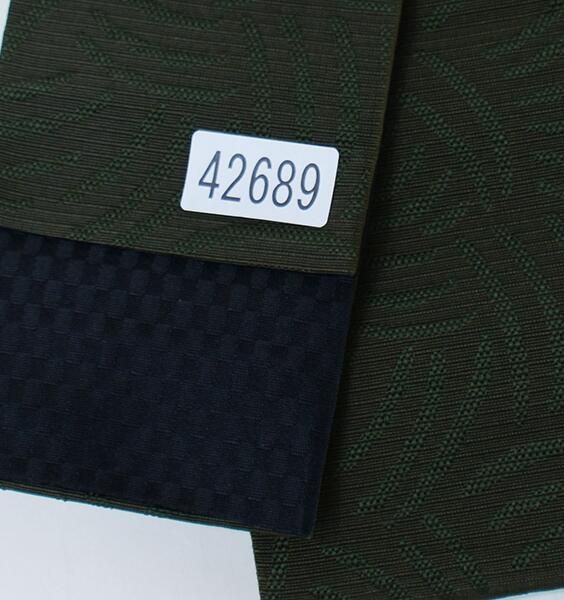 角帯 男性用 男帯 日本製 桐生 本袋 袷 ポリエステル100％ 深緑色×黒色 メール便可 新品（株）安田屋 NO42689