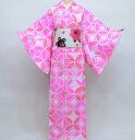 浴衣 単品 仕立て上がり 女性用 綿100% 適合身長152-167cm 夏ごころ ゆかた単品 ピンク地 お祭り 花火大会に 新品(株)安田屋 NO24662