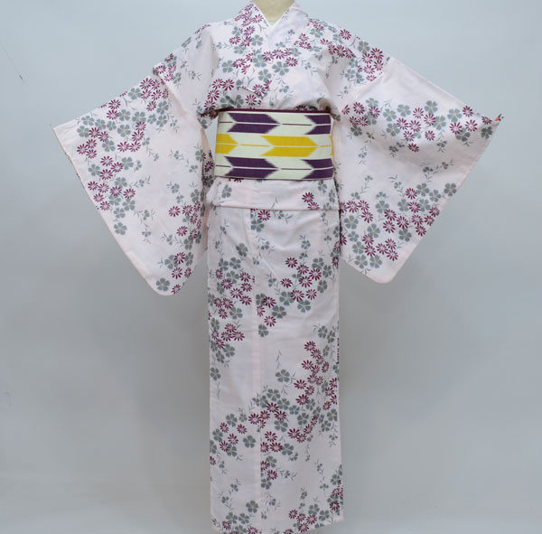 浴衣 仕立て上がり 女性用 綿100％ 適合身長152-167cm 夏ごころ ゆかた単品 ピンク地 お祭り 花火大会に 新品（株）安田屋 r187506937