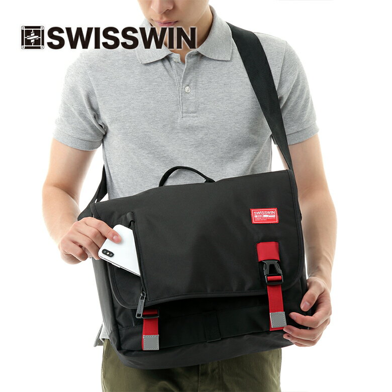 【 送料無料 】 swisswin ショルダーバッグ 斜め掛け メンズ 大容量 軽い メッセンジャーバッグ 斜めがけバッグ バッグ レディース 軽量 2way BAG 通勤 通学 軽量 アウトドア マチ 鞄 かばん カバン おしゃれ ブランド PC 丈夫 小物入れ かっこいい 肩掛け 男女兼用 撥水