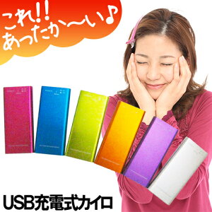 即納　充電式カイロ【電子カイロ】USB充電式 イーカイロ 全6色（ニットケース付き）電子カイロ　USBで充電して繰り返し使える　お好みのカラーを6色から選べる♪【メール便送料無料】【90日保証】