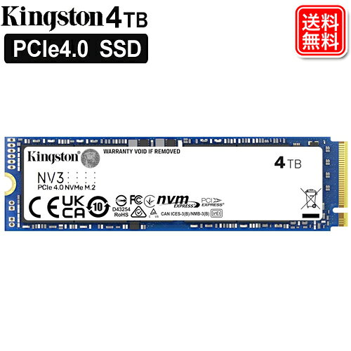 Kingston 内蔵SSD NVMe SSD 4TB M.2 2280 PCIe Gen 4.0 読出最大6,000MB/s 書込最大 5000MB/s 3D NAND 4000G