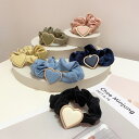 ヘアゴム シュシュ 全6色 ハート 無地 黒 ワンポイント ヘアアクセサリー 髪留め ヘッドアクセサリー パーティー デイリー 可愛い キュート ヘアアレンジ レディース 韓国 母の日 ギフト 大人 子供 韓国 【acc00058】