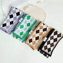 【期間限定価格!12/11 1:59まで】 スカーフ 全4柄 アーガイル柄 配色 柄細スカーフ 細め ヘアアクセサリー リバーシブル アレンジ バッグスカーフ ...