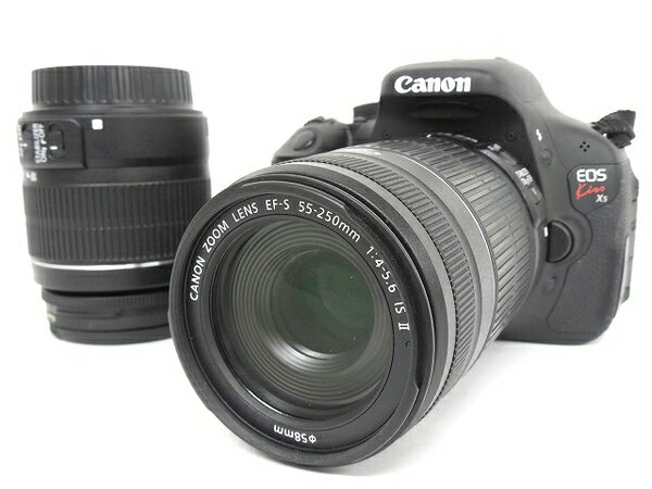 【中古】 EOS KISS X5 カメラ 一眼 レフ EF-S 18-55mm F3.5-5.6 IS II EF-S 55-250mm F4-5.6 IS II 付き T2508873