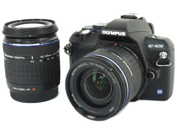 【中古】 OLYMPUS E-420 ダブル レンズキット zuiko 14-42mm F3.5-5.6 40-150mm F4.0-5.6 カメラ ボディ レンズ Y2549663