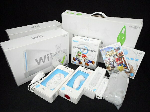 【中古】 任天堂 Wii RVL-001(JPN) 本体 コントローラー ヌンチャク 付属品 ソフト セット 遊び ゲーム おまとめ セット売り W3212133