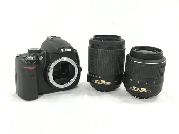 【中古】 Nikon D5000 / AF-S NIKKOR 55-200mm DX F4-5.6G ED VR / AF-S NIKKOR 18-55mm F 3.5-5.6G DX VR ダブルズーム W5712962