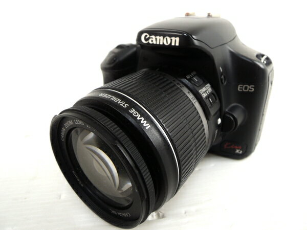 【中古】Canon キヤノン EOS Kiss X2 ダブルズームキット KISSX2-WKIT カメラ デジタル一眼レフ ブラック O2218667