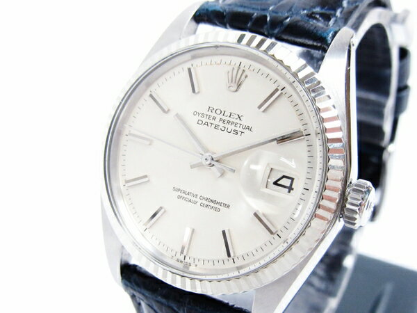 【中古】 良好 ROLEX ロレックス オイスターパーペチュアル デイトジャスト 1601 1970年頃 メンズ 腕時計 ステンレス 自動巻き 社外革ベルト シルバー文字盤 T2613381