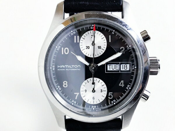 【中古】 良好 HAMILTON ハミルトン カーキ フィールド オートクロノ 38mm H71466733 メンズ 腕時計 自動巻き 裏スケ 黒文字盤 T2725915