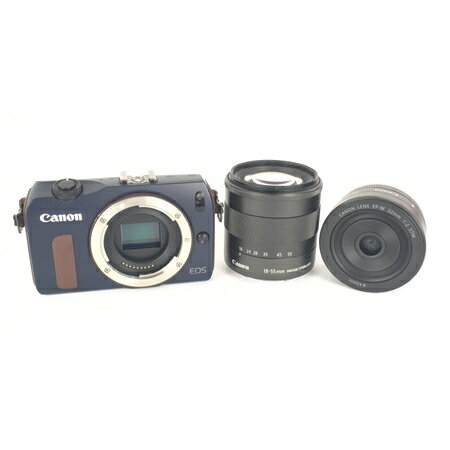 【中古】 Canon キヤノン EOS M DS126391 ミラーレス デジタル 一眼 カメラ EF-M 18-55mm 1:3.5-5.6 IS STM EF-M 22mm 1:2 STM ダブル レンズ Y3940817
