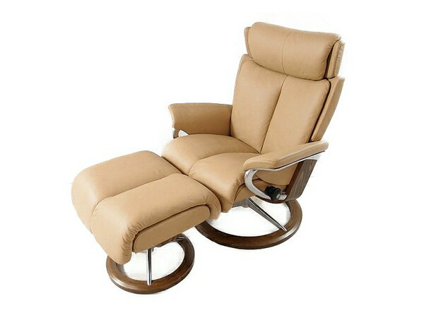 美品 【中古】EKORNES エコーネス ストレスレスチェア マジック Mサイズ サンド オットマン付 家具 【大型】 S3241642