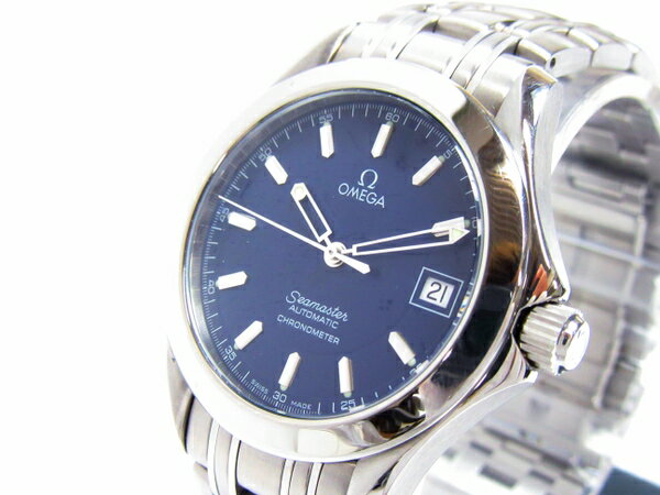 美品 【中古】 OMEGA オメガ シーマスター ジャック・マイヨール 2507.80 メンズ 腕時計 ステンレス 自動巻き ネイビー 青文字盤 T2678612