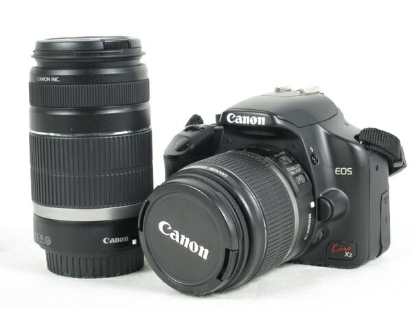 【中古】 Canon キヤノン EOS Kiss X2 ダブルズームキット KISSX2-WKIT カメラ デジタル一眼レフ ブラック K2559189