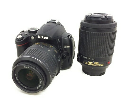 【中古】 Nikon ニコン D5000 ダブルズームキット D5000WZ カメラ デジタル 一眼 レフ ブラック K4286225