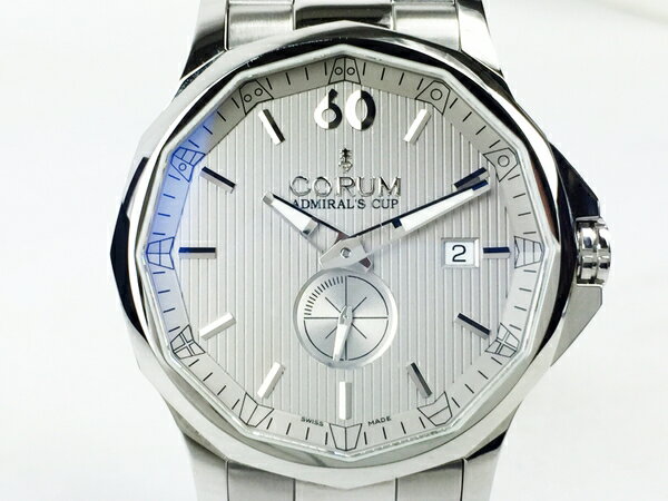 美品 【中古】 CORUM コルム アドミラルズカップ レジェンド42 395.101.20/720 FH10 シルバー文字盤 自動巻き 裏スケ SS メンズ T2946787