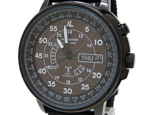 【中古】 LAD WEATHER ラドウェザー 腕時計 ソーラー 電波 メンズ デイデイト ブラック Y3644780