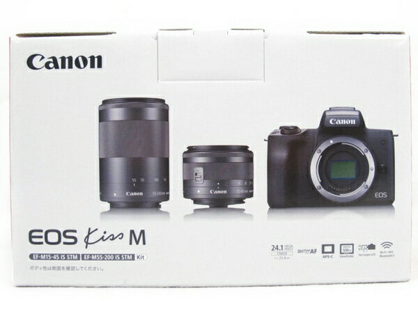 未使用 【中古】 Canon EOS Kiss M ダブルズームキット ブラック キャノン キス ミラーレス一眼 カメラ N3047484