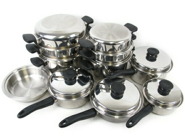 【中古】 アムウェイ クイーンクック ステンレス 鍋 片手鍋 シチューパン 調理器具 年式不明 セット N2628026のサムネイル