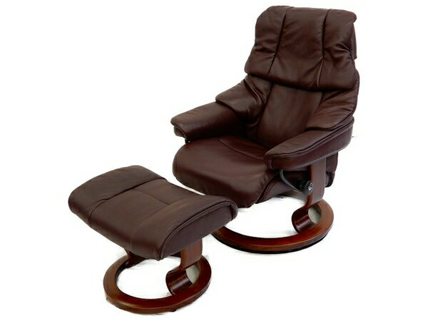 美品 【中古】 EKORNES エコーネス Stressless ストレスレスチェア オットマン レノ M ブラウン 家具 インテリア【大型】 S3357669