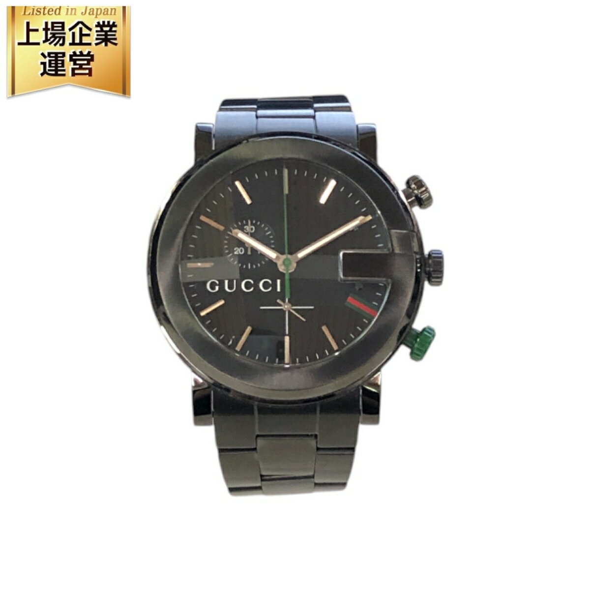 【中古】 グッチ Gクロノ 101M CHR BLK YA101331 腕時計 クォーツ ブラック文 ...