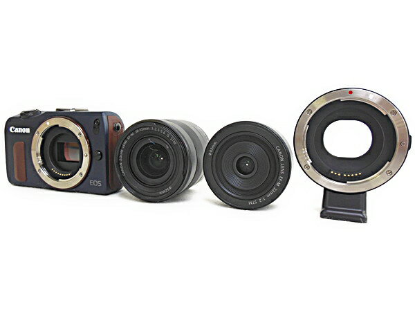 【中古】Canon キヤノン EOS M EF-M 18-55 IS STM EF-M 22 STM KIT ダブルレンズキット EOSMBK-WLK カメラ ミラーレス一眼 ブラック N2216181
