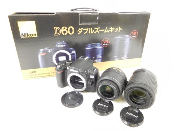 【中古】 中古 Nikon ニコン D60 ダブルズームキット デジタル 一眼レフ カメラ VR お得 軽量 小型 趣味 K2170576