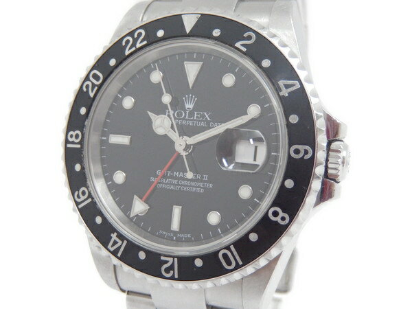 【中古】ロレックス ROLEX GMTマスターII 黒ベゼル 16710 F番 メンズ 自動巻き Y2138075