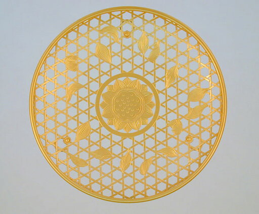 華籠 東大寺型 籠目散蓮華入 9.0寸(27cm)【両面彫】消し金 華籠 東大寺型 籠目散蓮華入 9.0寸(27cm)【両面彫】消し金
