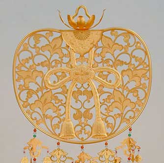 金華鬘 宝相華唐草透かし彫 1.2尺(36cm) 消し金