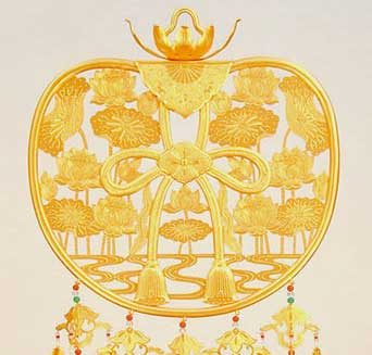 金華鬘 蓮水透かし彫 4.0寸(12cm) 金メッキ